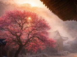 봄을 알리는 전령, 홍매화가 한창이다.