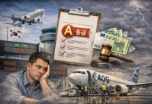 국토부 항공서비스 평가는 ‘우수’, 지연·결항 속 승객 불안은 여전 항공 지연과 결항으로 불안해하는 승객과 공항 전광판, 정비 중인 항공기를 담은 기사 대표 이미지