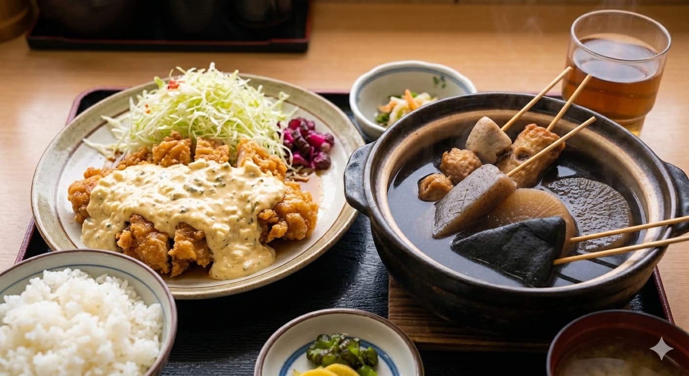 미야자키 고분군 언덕에 핀 유채꽃과 벚꽃 풍경 사진