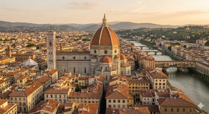 피렌체 시내 전경과 성 마리아 델 피오레 대성당 쿠폴라