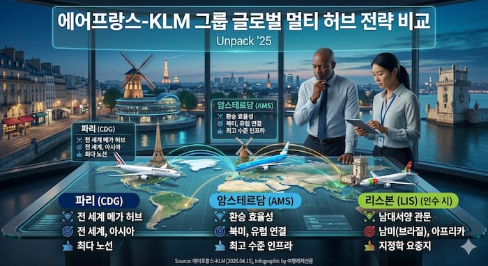 리스본에서 남미와 아프리카로 뻗어 나가는 주요 항공 노선을 시각화한 지도