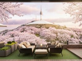 남산의 봄을 ‘직관’하다… 그랜드 하얏트 서울, 야외 테라스 ‘갤러리 파티오’ 10일 개장 그랜드 하얏트 서울 갤러리 파티오 야외 테라스 벚꽃 Namsan Seoul Tower 남산 벚꽃 뷰 이미지