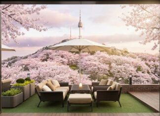 남산의 봄을 ‘직관’하다… 그랜드 하얏트 서울, 야외 테라스 ‘갤러리 파티오’ 10일 개장 그랜드 하얏트 서울 갤러리 파티오 야외 테라스 벚꽃 Namsan Seoul Tower 남산 벚꽃 뷰 이미지