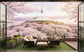 남산의 봄을 ‘직관’하다… 그랜드 하얏트 서울, 야외 테라스 ‘갤러리 파티오’ 10일 개장 그랜드 하얏트 서울 갤러리 파티오 야외 테라스 벚꽃 Namsan Seoul Tower 남산 벚꽃 뷰 이미지