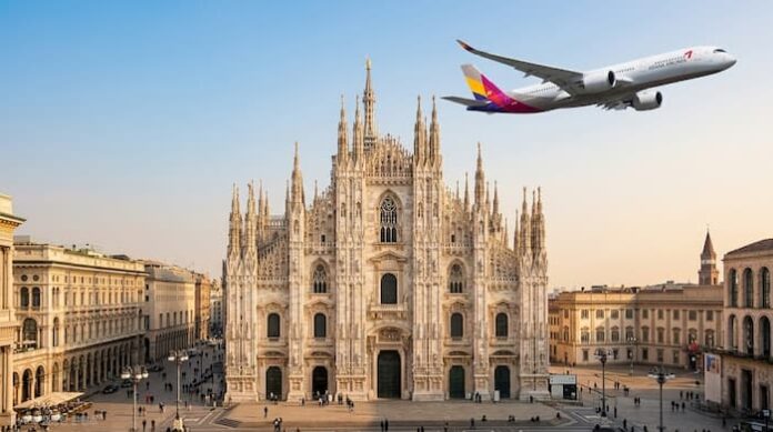 아시아나항공 A350 밀라노 취항 두오모 대성당 비행 이미지 이탈리아 북부 여행
